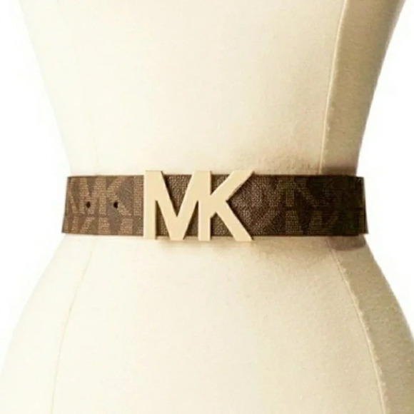 NWT Michael Kors Signature Brown Gold Belt- Small - Picture 3 of 7